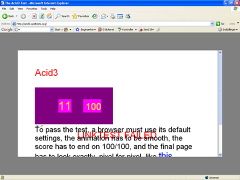 Comparativa Acid3 test - Internet Explorer 6.0