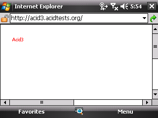 comparativa browser acid3 test, internet explorer  windows mobile 6