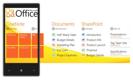 La schermata Office di Windows Phone 7